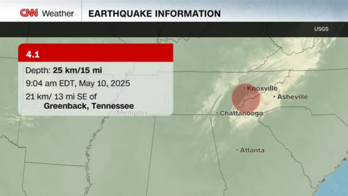 4.1 Magnitude Earthquake Shakes Southeastern U.S., Felt from Tennessee to Georgia