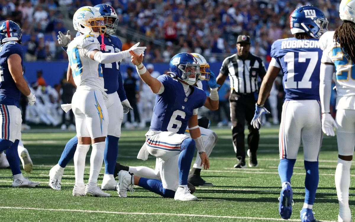 Chargers Suffer Shocking First Loss to Giants in Sloppy Showdown
