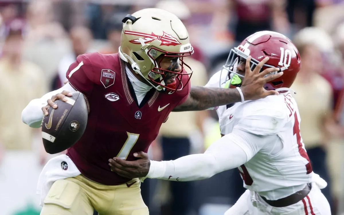 Florida State QB Tommy Castellanos Celebrates Alabama Upset with Merch