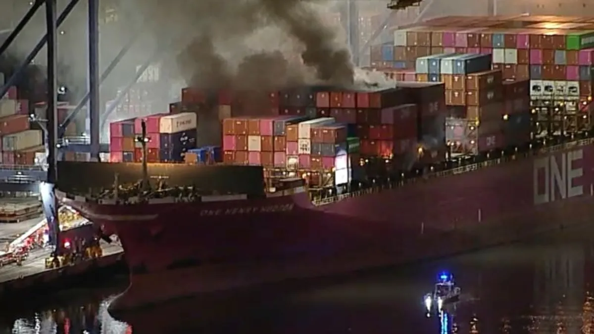 Massive Fire Erupts on Cargo Ship at Port of Los Angeles: 180 Firefighters Respond