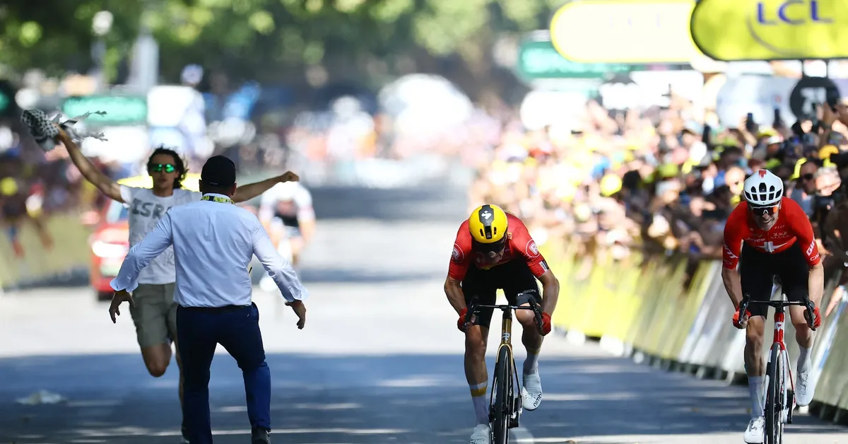 Tadej Pogacar Crashes but Continues Strong in Tour de France Amid Protests