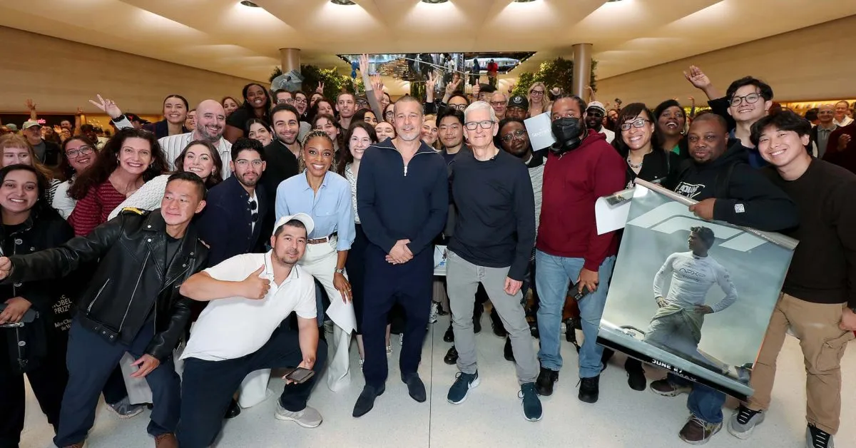 Tim Cook and Brad Pitt Steal the Show at Apple’s Fifth Avenue Store