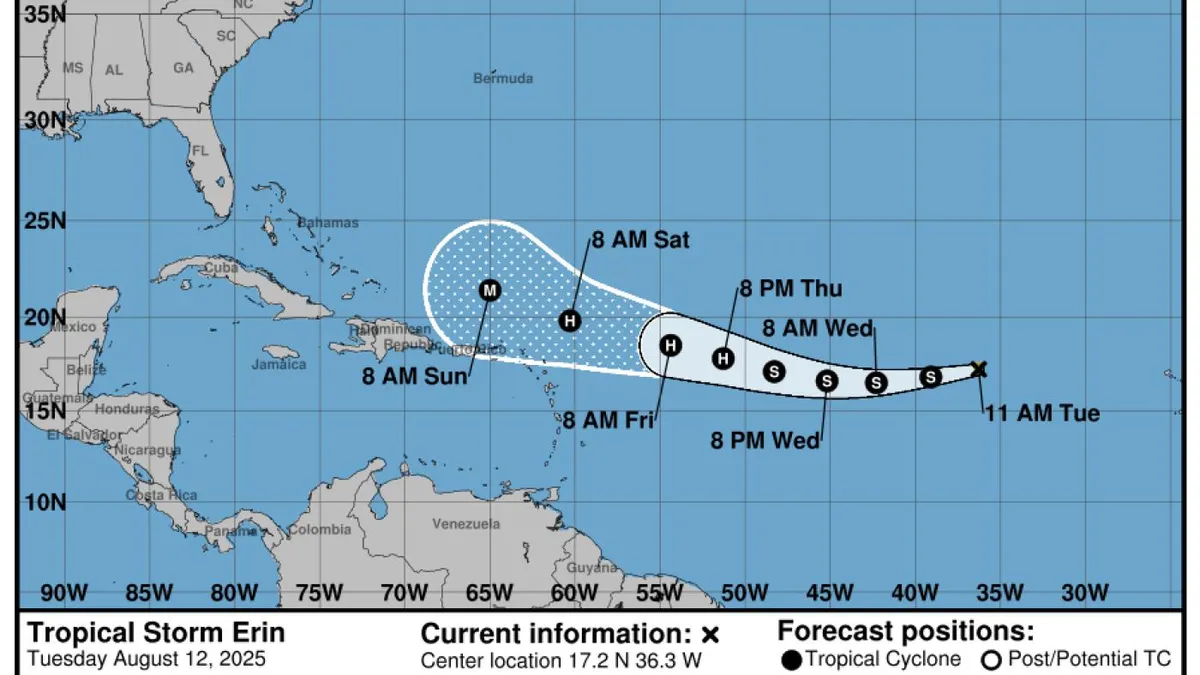 Tropical Storm Erin Poised to Become First Hurricane of 2025 Season